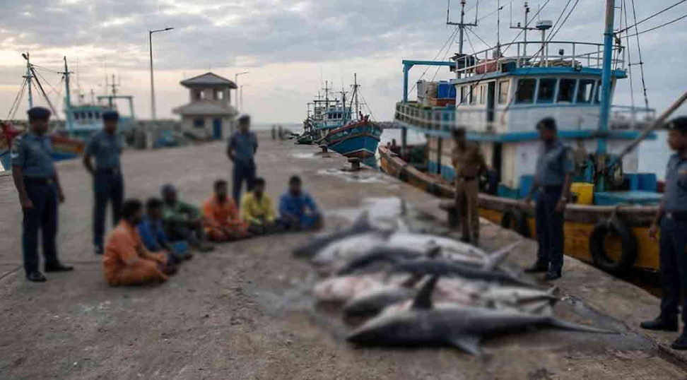 சுறா மீன்களுடன் 06 மீனவர்கள் கைது